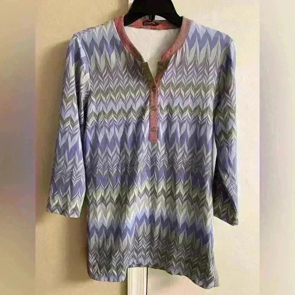 J McLaughlin blouse/tunic Catalina cloth over 1/4 button up 3/4 sleeves. Small